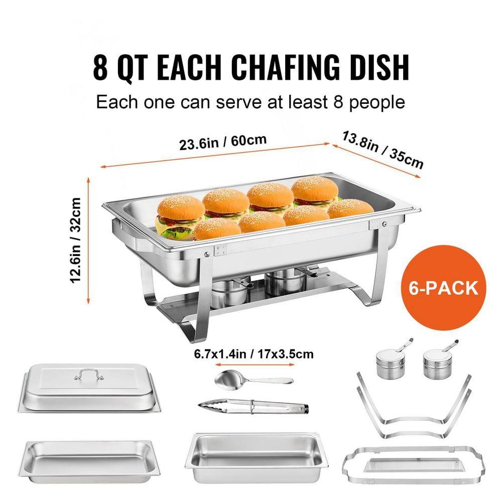 8 qt. Stainless Steel Chafing Dish Buffet Set with 6 Full Size Pans - Pack of 6