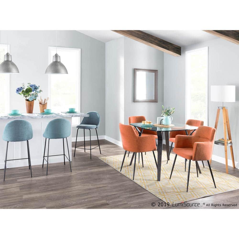 Set of 2 Andrew Contemporary Dining Accent Chairs Orange - Lumisource: Upholstered, Metal Legs, Padded Armrests