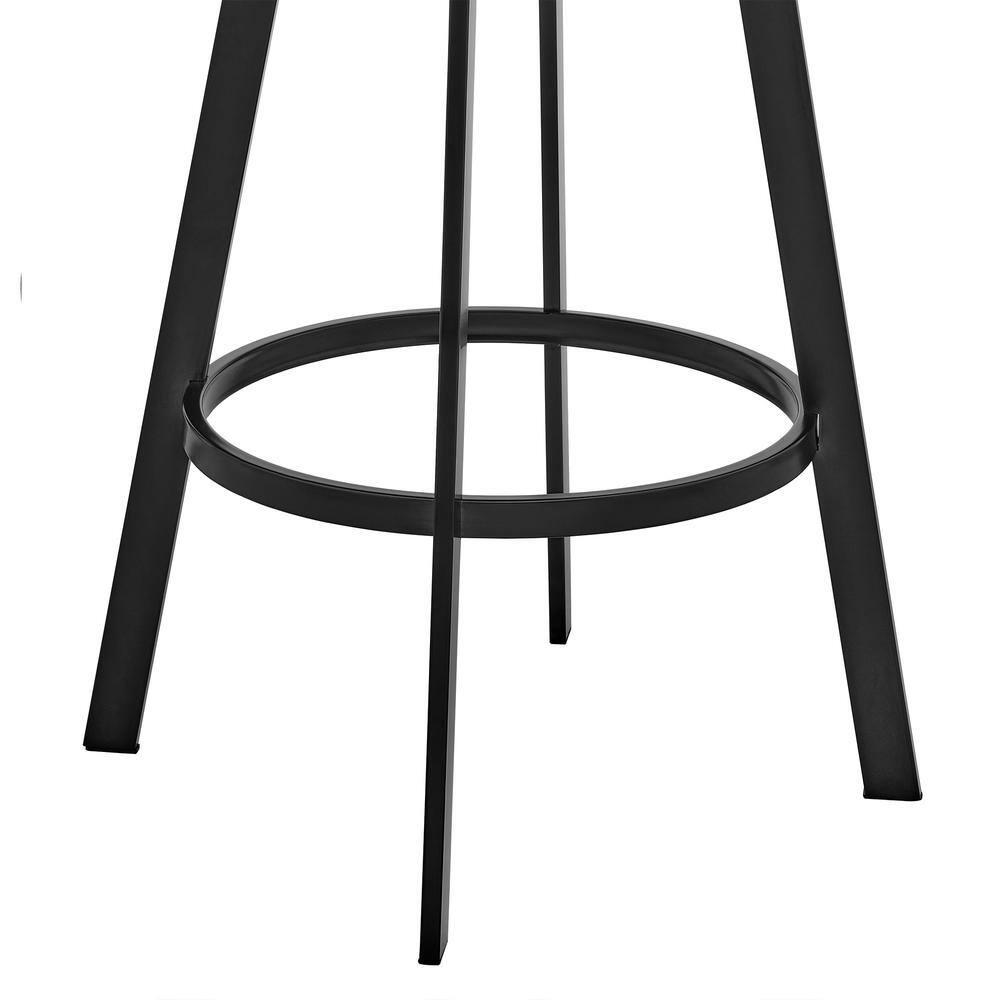 Armen Living Indoor Bronson 25" Counter Height Swivel Bar Stool in Black Finish and Black Faux Leather