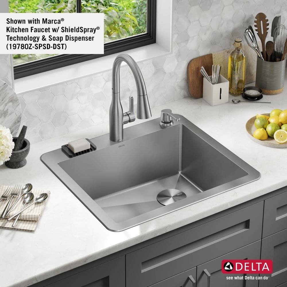Delta Marca™ Drop-In Undermount Stainless Steel Single Bowl Kitchen Sink with Accessories