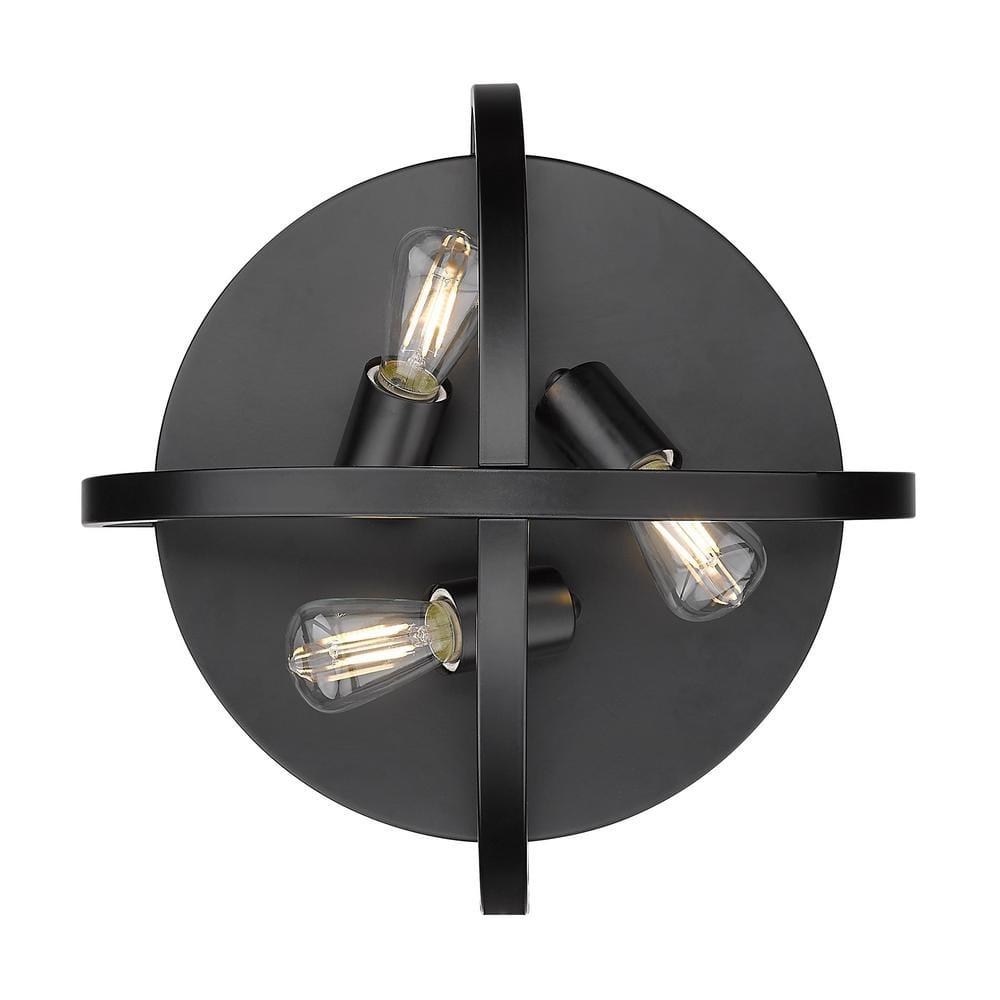 Golden Lighting Colson 3-Light Flush Mount in Matte Black