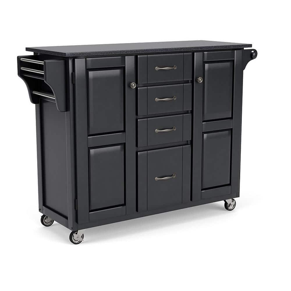 Homestyles Create-a-Cart Wood Kitchen Cart in Black