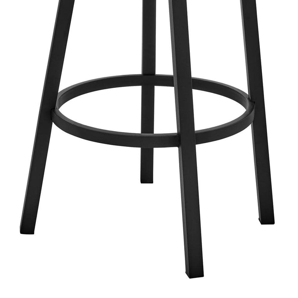 Armen Living Cohen30" Bar Height Swivel Bar Stool in Black Finish and Black Faux Leather