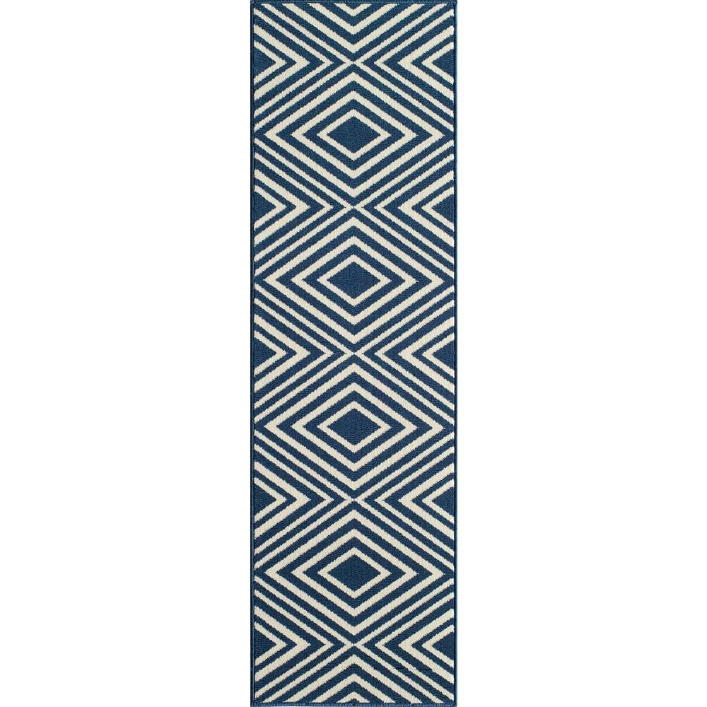 Momeni Baja Zig Zag Navy Indoor Outdoor Rug 2'3" X 7'6" Runner