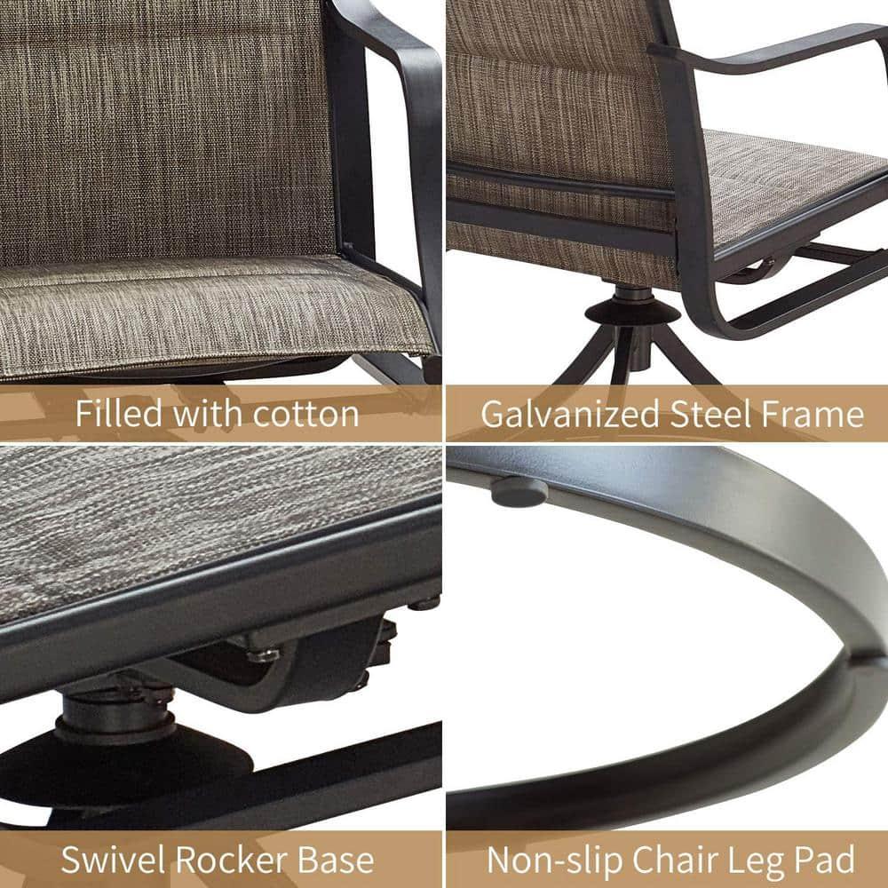 Techmilly Outdoor Dining Chairs , Patio Swivel Chairs Set of 2, Support 400lbs , Dark Grey