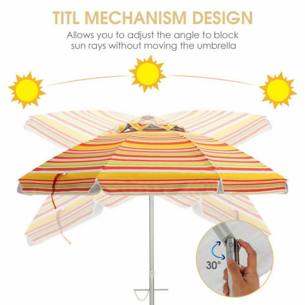Topcobe 6.5 Feet Patio Beach Umbrella with Waterproof Polyester Fabric, Sunbrella Umbrella Outdoor Patio, Orange