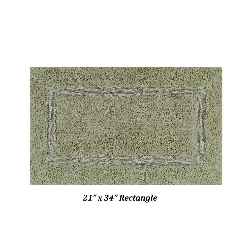 Better Trends Lux 100% Cotton Tufted Solid Reversible Bath Rug Set 2 PC (17" x 24" | 21" x 34") - Sage