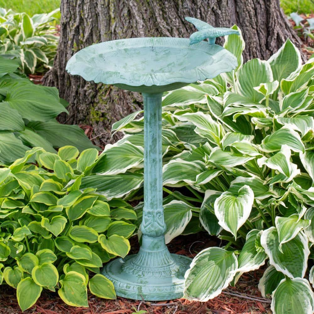 Garden Visitor Freestanding Cast Aluminum Outdoor Bird Bath