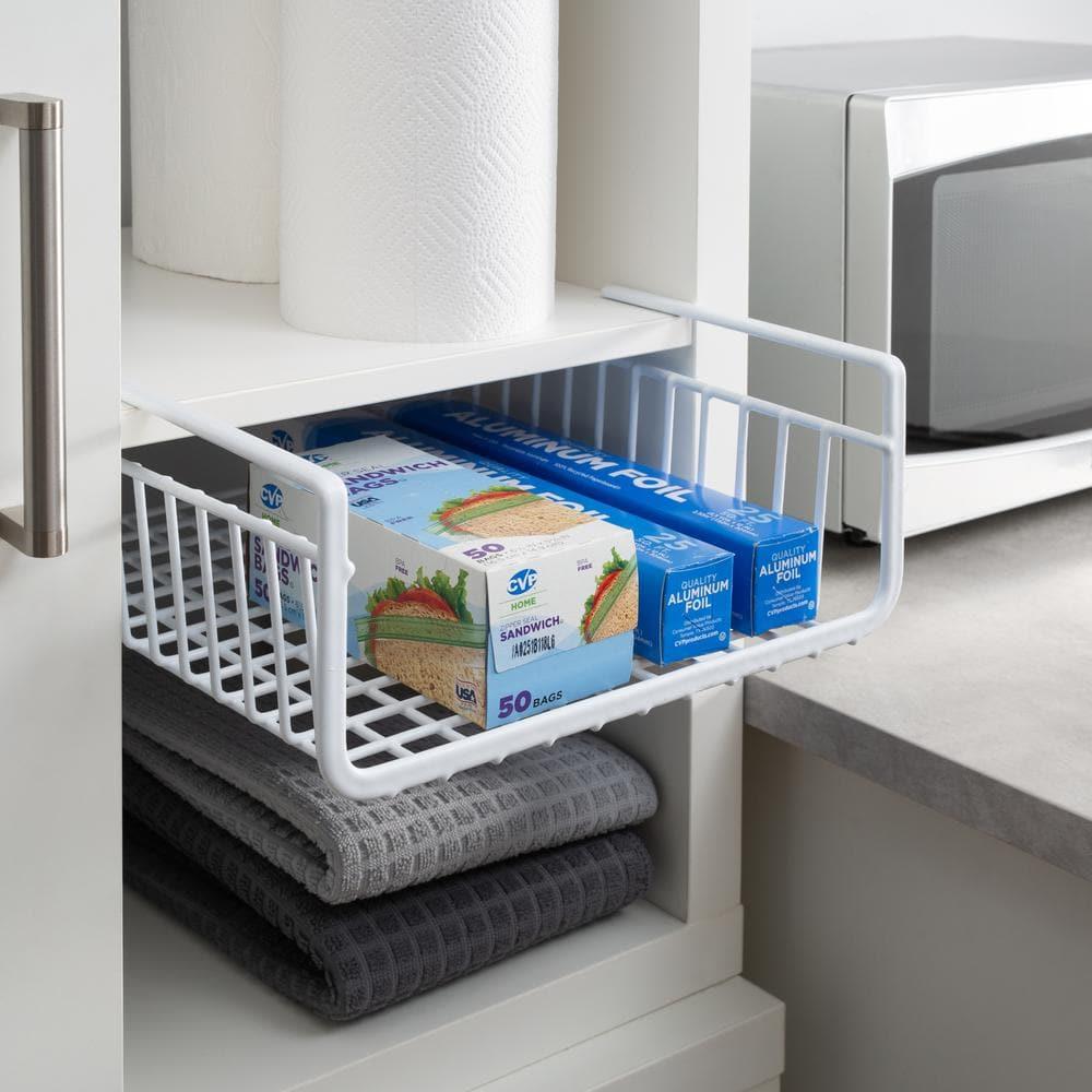 Organize It All Foil and Plastic Wrap Shelf Cabinet Organizer,13.5" x 12.5" L , White