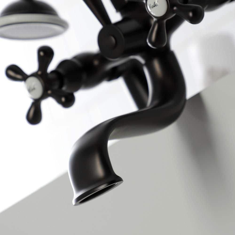 Kingston Brass KS227ORB Kingston Brass Kingston Three-Handle 2-Hole Deck Mount Clawfoot Tub Faucet with Handshower