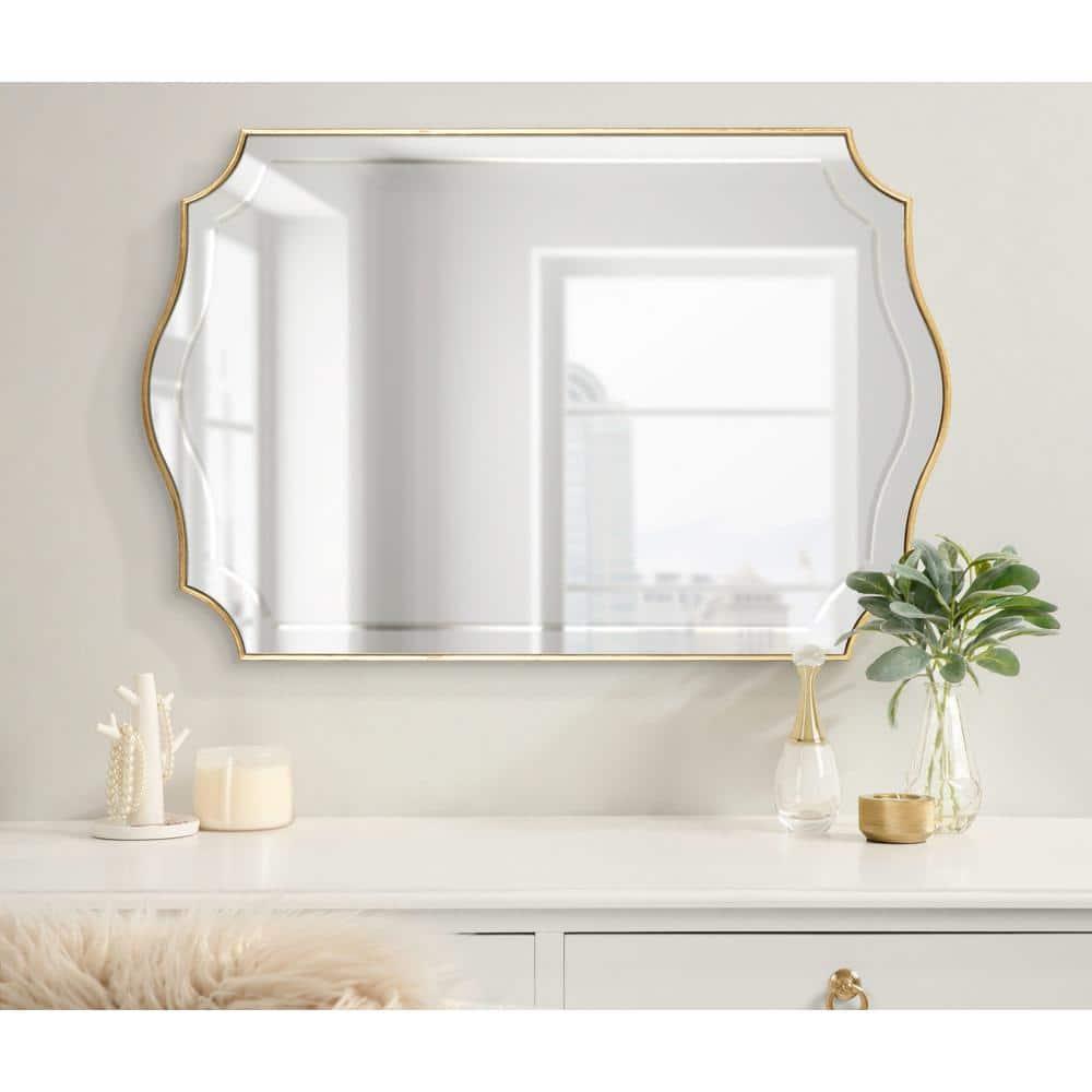 20" x 30" Hollyn Decorative Framed Wall Mirror Gold - Kate & Laurel All Things Decor: Chic Scalloped Edge, Hangs Both Ways