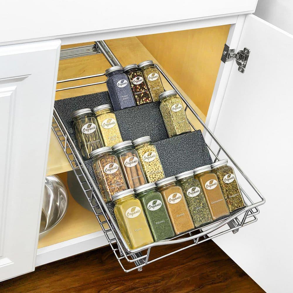 LYNK PROFESSIONAL LYNK PROFESSIONAL® Spice Drawer Organizer - Heavy Gauge Steel 4 Tier Spice Rack - Silver Metallic