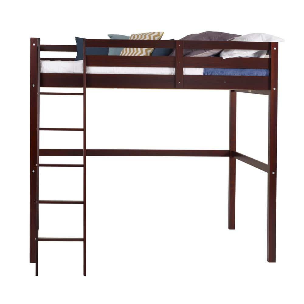 Camaflexi Tribeca Solid Wood High Loft Bed Frame Twin in Cappuccino