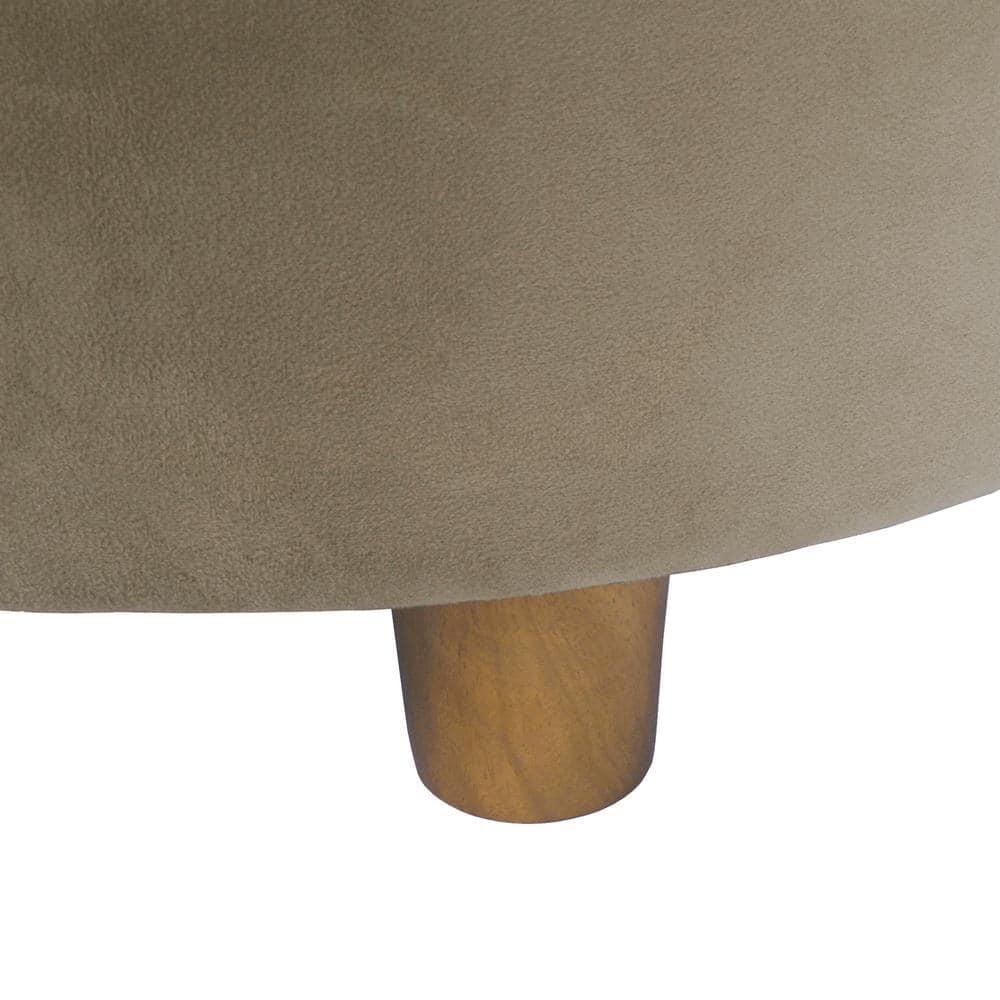 Tufted Round Storage Ottoman Fawn Velvet - HomePop: Lift-Off Lid, Honey Oak Legs, 250lb Capacity