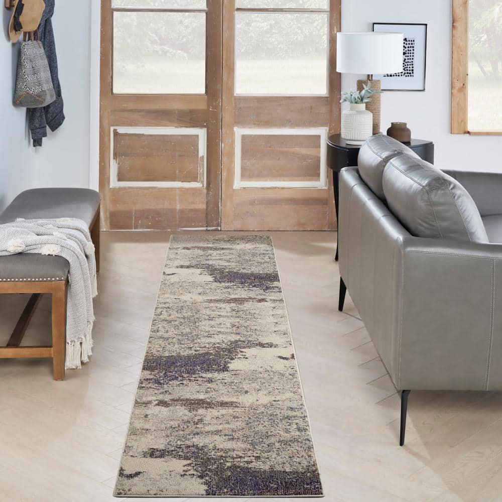 Nourison Celestial CES02 2'2" x 10' Ivory/Grey Area Rug
