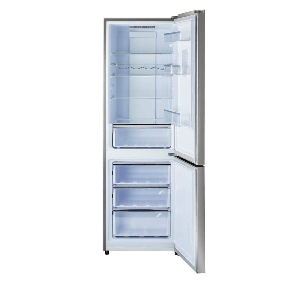Unique Prestige 21.6" Frost Free 11.7 cu/ft Freestanding Bottom Freezer Refrigerator in Stainless Steel, ENERGY STAR Certified