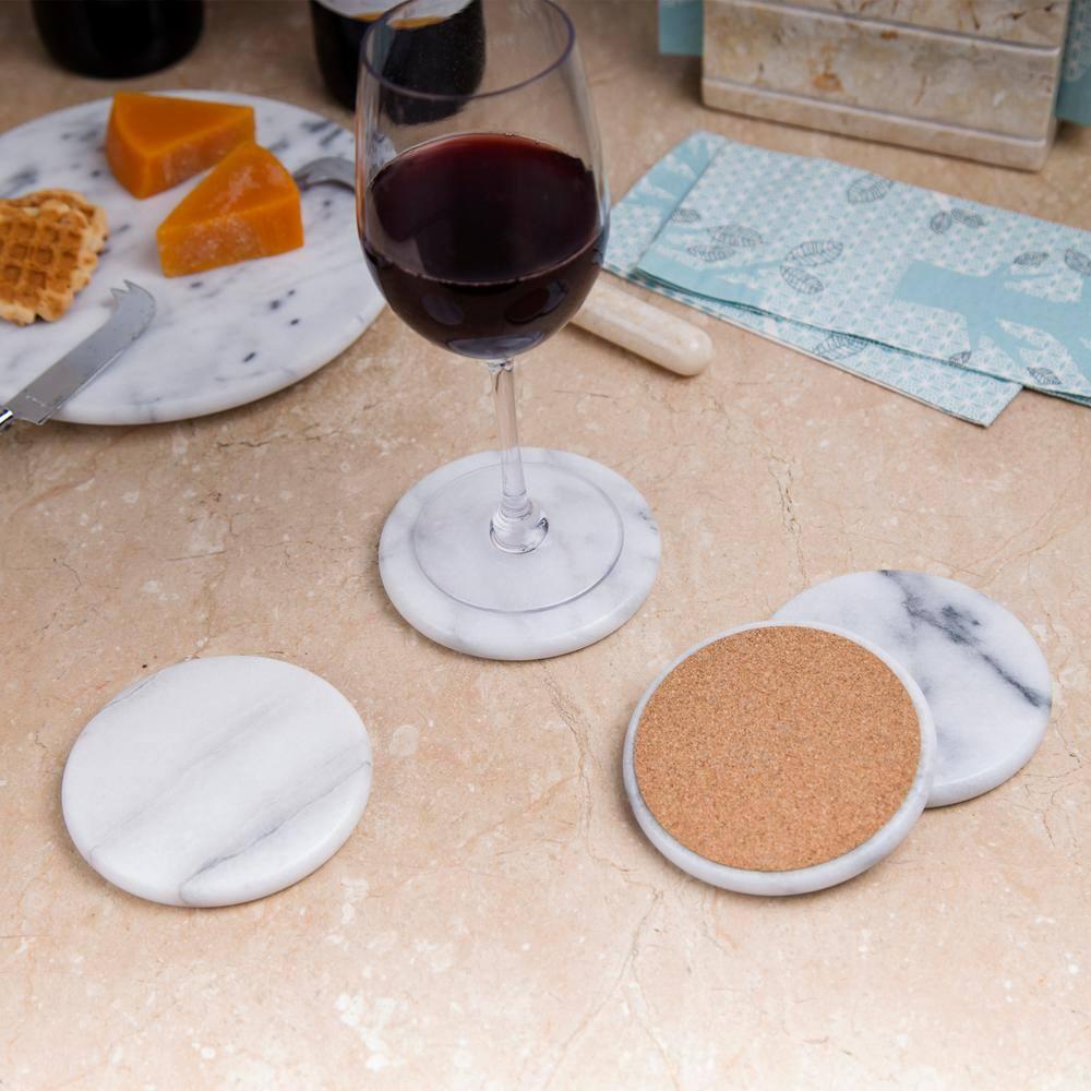 Mercer41 Raniyha Marble Round Coaster 4-Pack