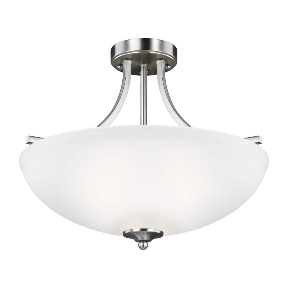 Geary 3-Light Brushed Nickel Semi-Flush Mount Convertible Pendant