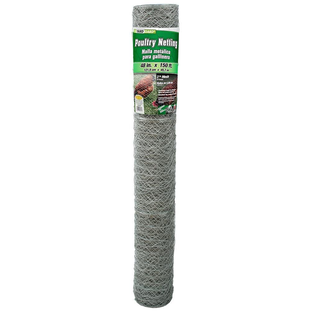 YARDGARD Chicken Wire 2 Inch Mesh 48 Inch X 150 Foot 20 Gauge Galvanized Steel Wire Fence Ideal for Crafting, Garden Protection, Bird Enclosures, Chicken Coops, Poultry Netting and Rabbit Fencing