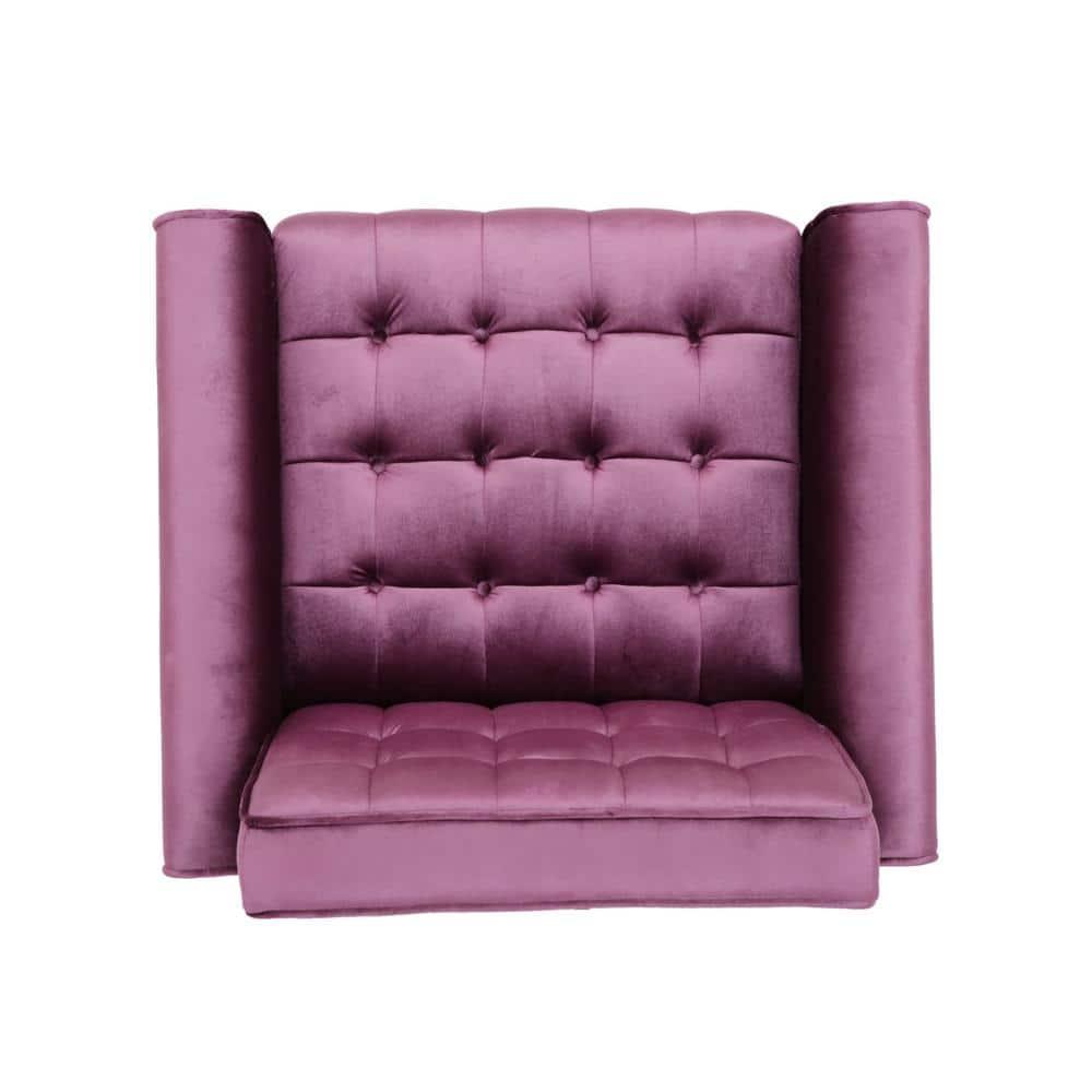 GDF Studio Chesaco Modern Glam Velvet Tufted Armchair, Raisin and Dark Espresso