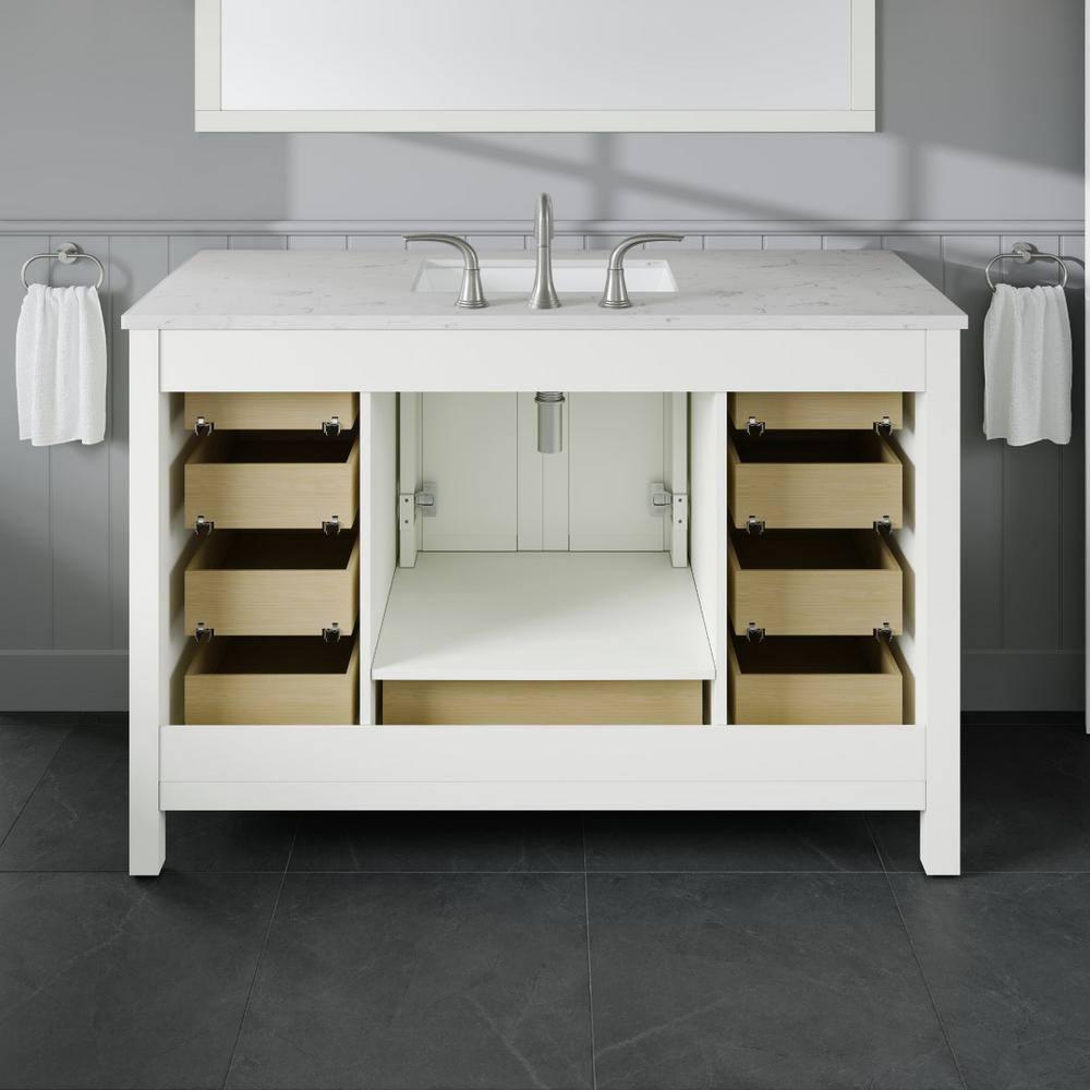 Eviva Aberdeen 42" W x 22" D x 34" H White Bathroom Vanity with White Carrara Countertop