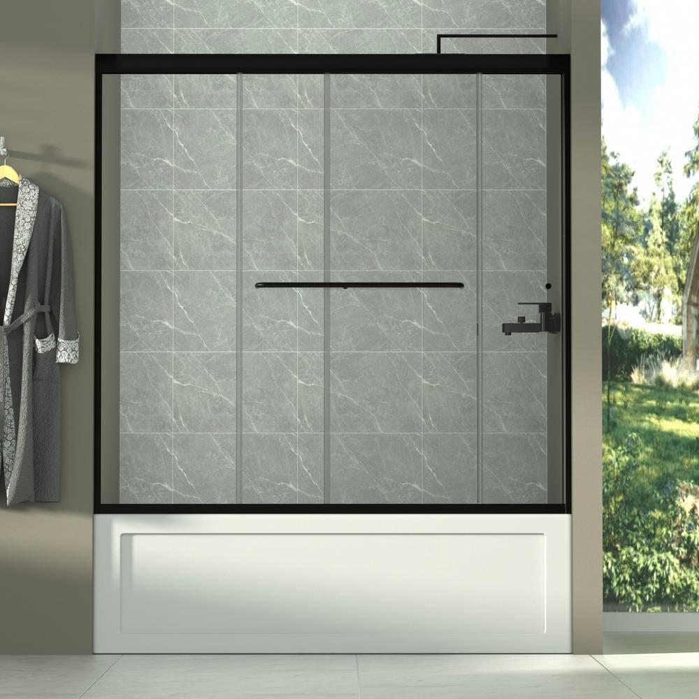56 - 60 in. W x 58 in. H Semi-Frameless Sliding Bathtub Door in Finish with Clear SGCC Tempered Glass