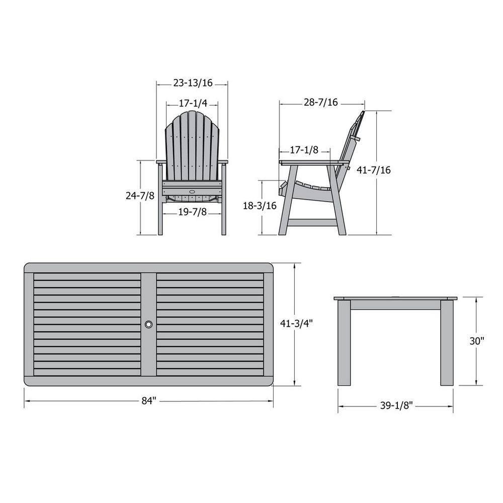 Highwood 7-pc Lehigh Dining Set - 42" x 84" Rectangle Table, Dining Height, Outdoor, Eco-friendly, Synthetic Wood