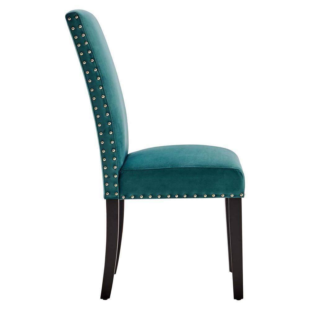 Modway Silver Orchid Lind Velvet Nailhead Trim Dining Side Chairs