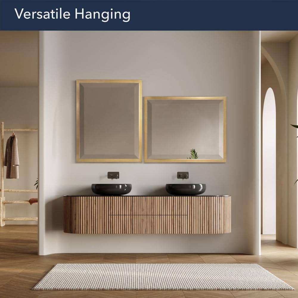 Head West Gold Stainless Steel Metal Framed Mirror for Bathroom Vanity – Decorative Rectangular Bathroom Mirror for Over Sink, Bedroom & Living Room, 24"x30"