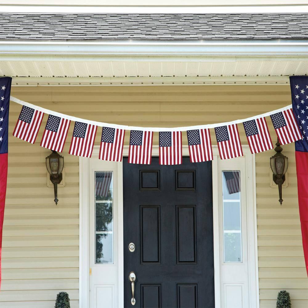 Patriotic American Flag String Pennant Banner, 33 Feet, 38 Flags