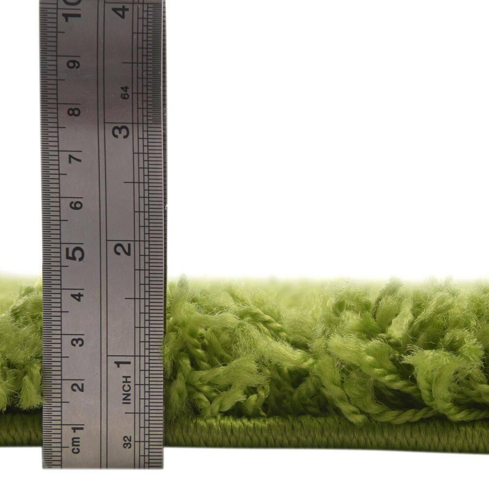 Unique Loom 4' 1 x 6' 1 Solid Shag Grass Green Area Rug