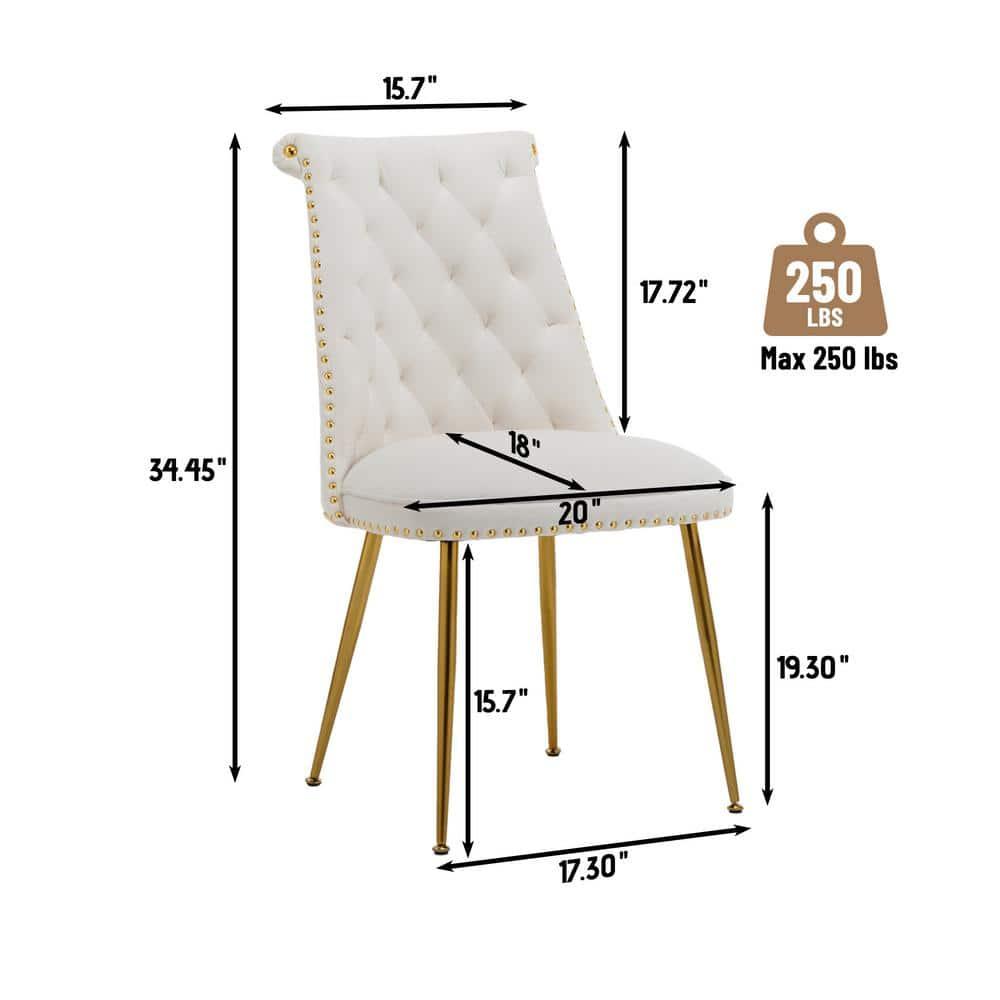 Clihome  Modern Velvet Upholstered Featured Dining Chairs (Set of 2) Beige