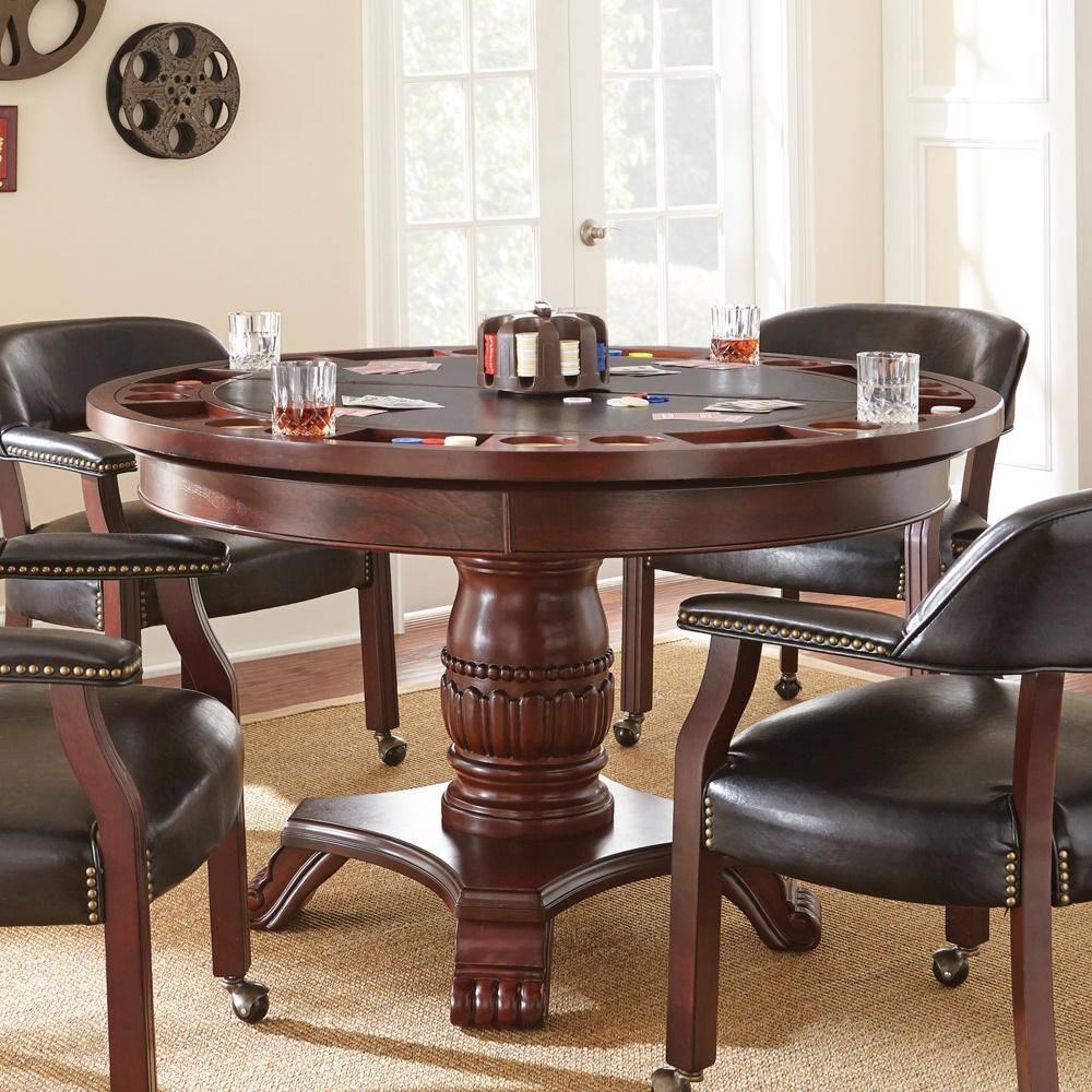 Tournament Black Top Poker Game Table in Cherry Finish