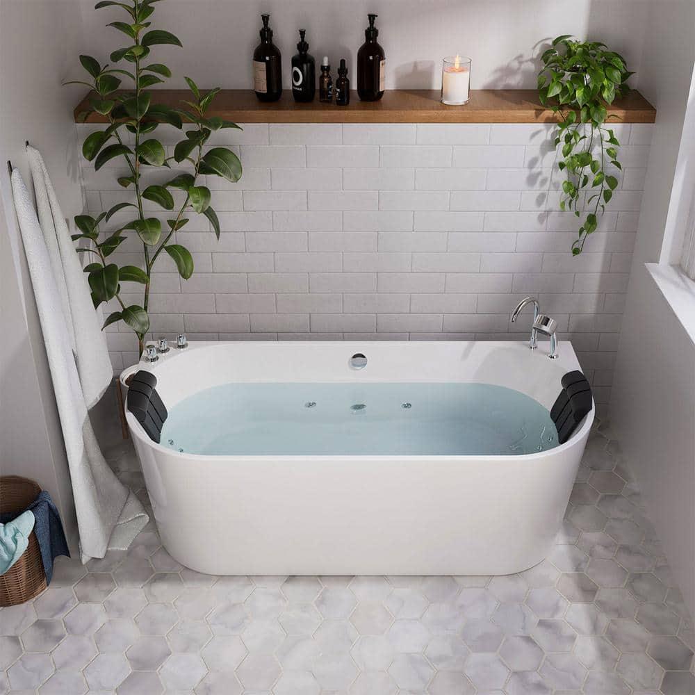 67'' x 33.5'' Freestanding Whirlpool Plastic / Acrylic Bathtub with Faucet