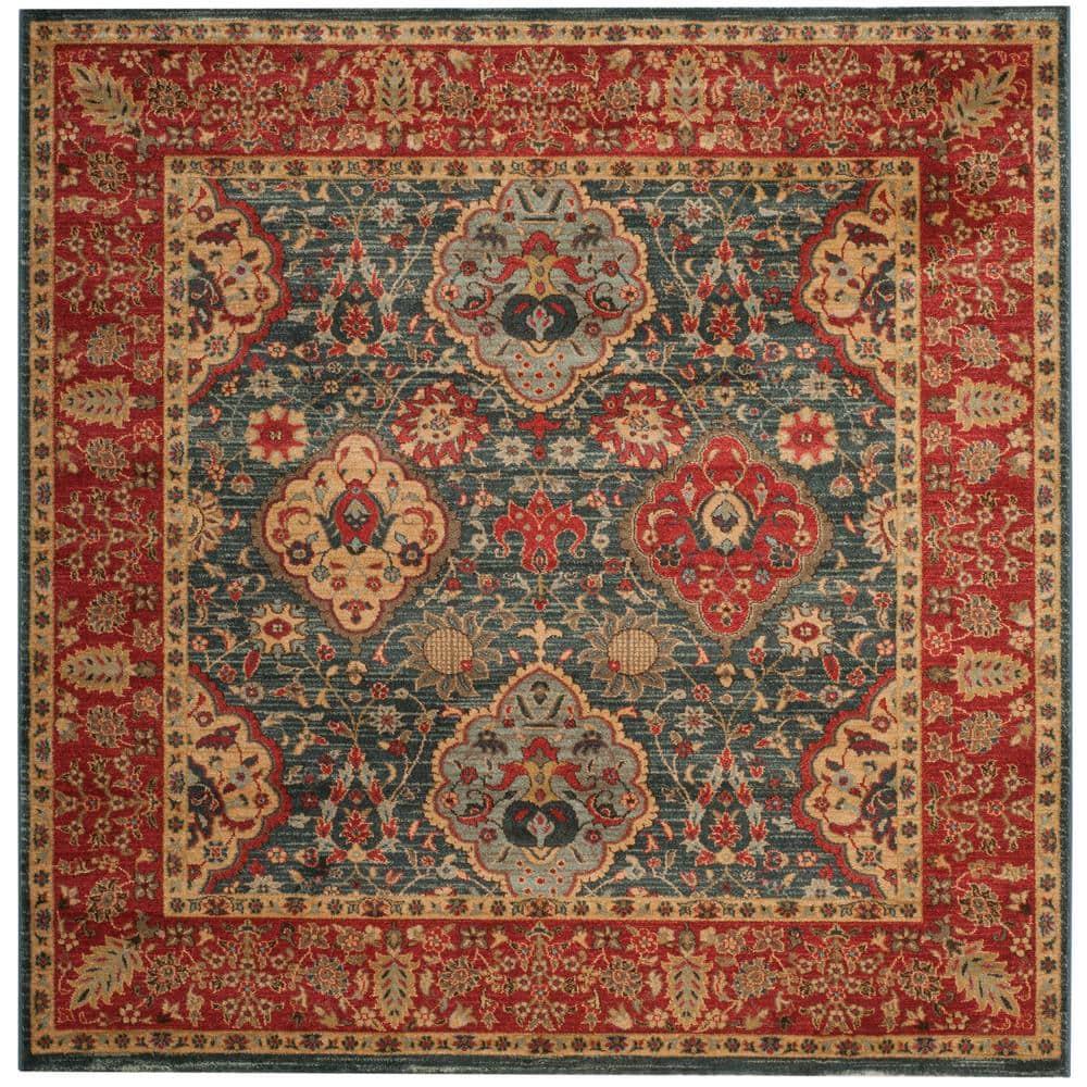 Mahal MAH655 Power Loomed Indoor Area Rug - Navy/Red - 6'7"x6'7" - Safavieh.