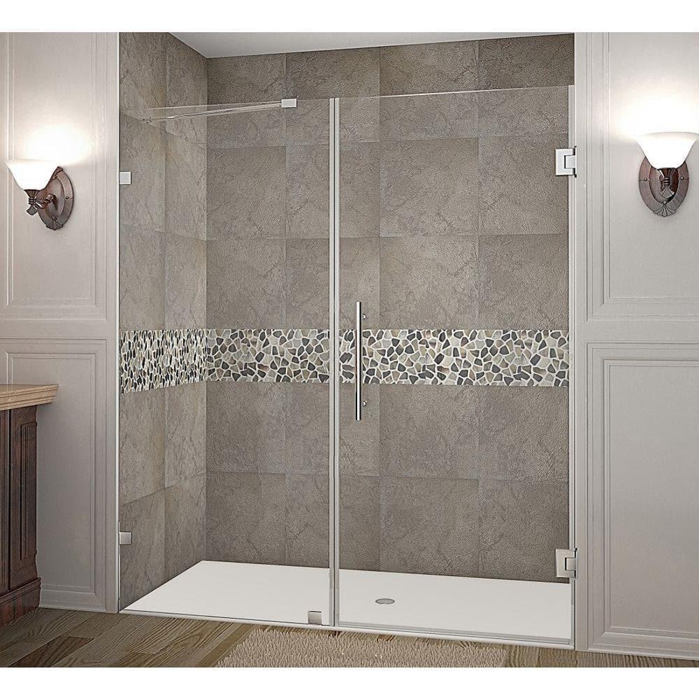 Nautis 72" H Hinged Frameless Shower Door