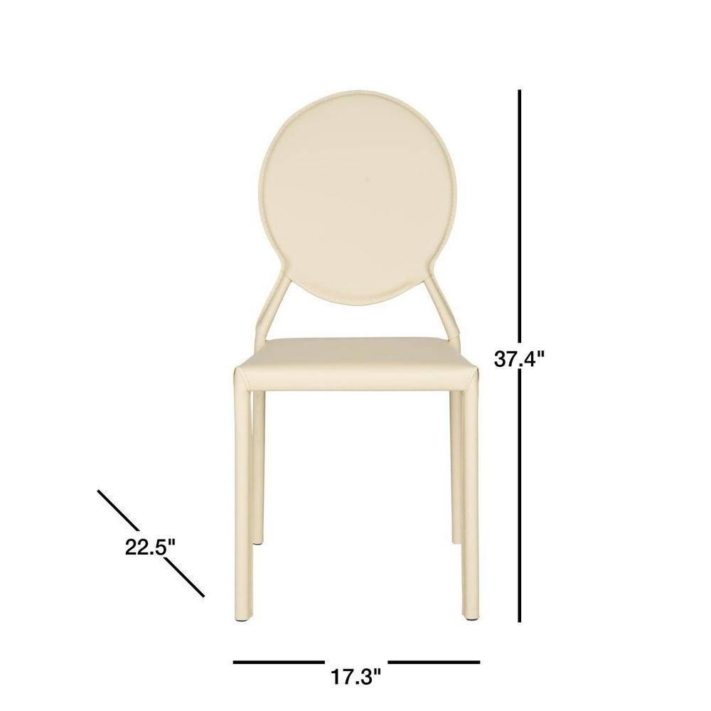 Warner Round Back Leather Side Chair (Set of 2) - FOX2018 - Butter Cream - Safavieh Couture