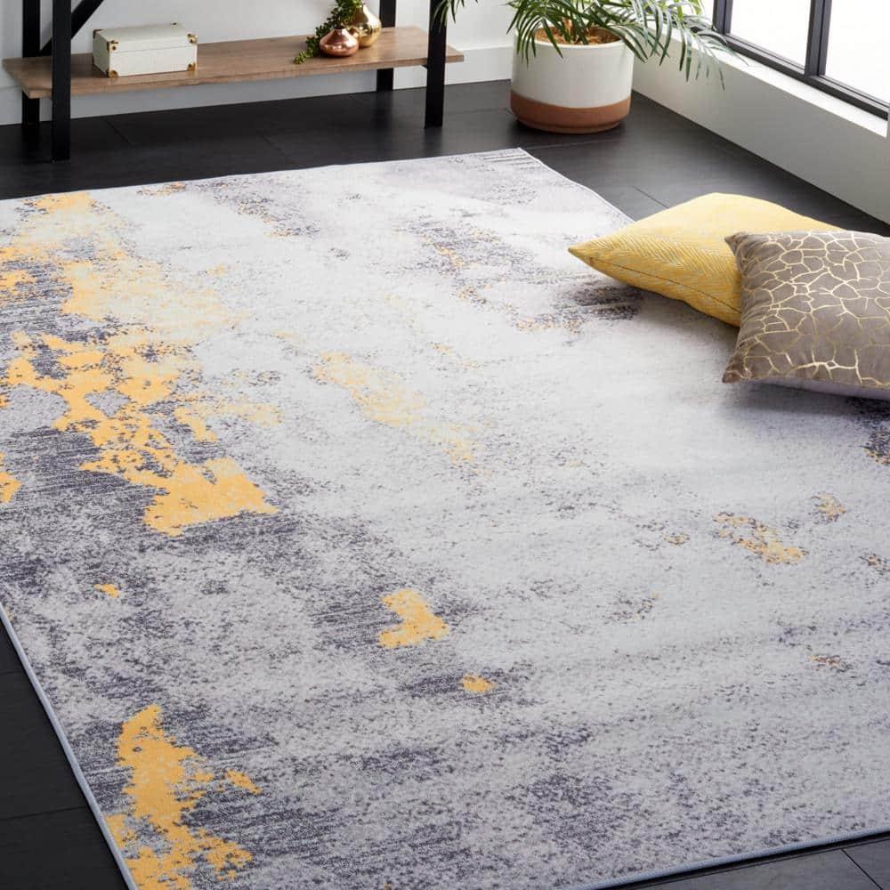 Tacoma TAC803 Power Loomed Machine Washable Area Rug - Grey/Gold - 4'x6' - Safavieh.