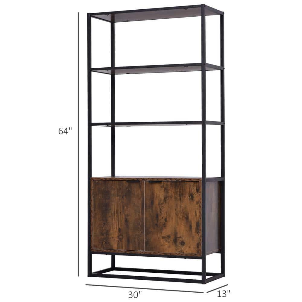 HOMCOM Shelves for Storage, Cabinet Bookcase with 3 Open Shelf, Tall Organizer Multifunctional Rack for Living Room, Brown