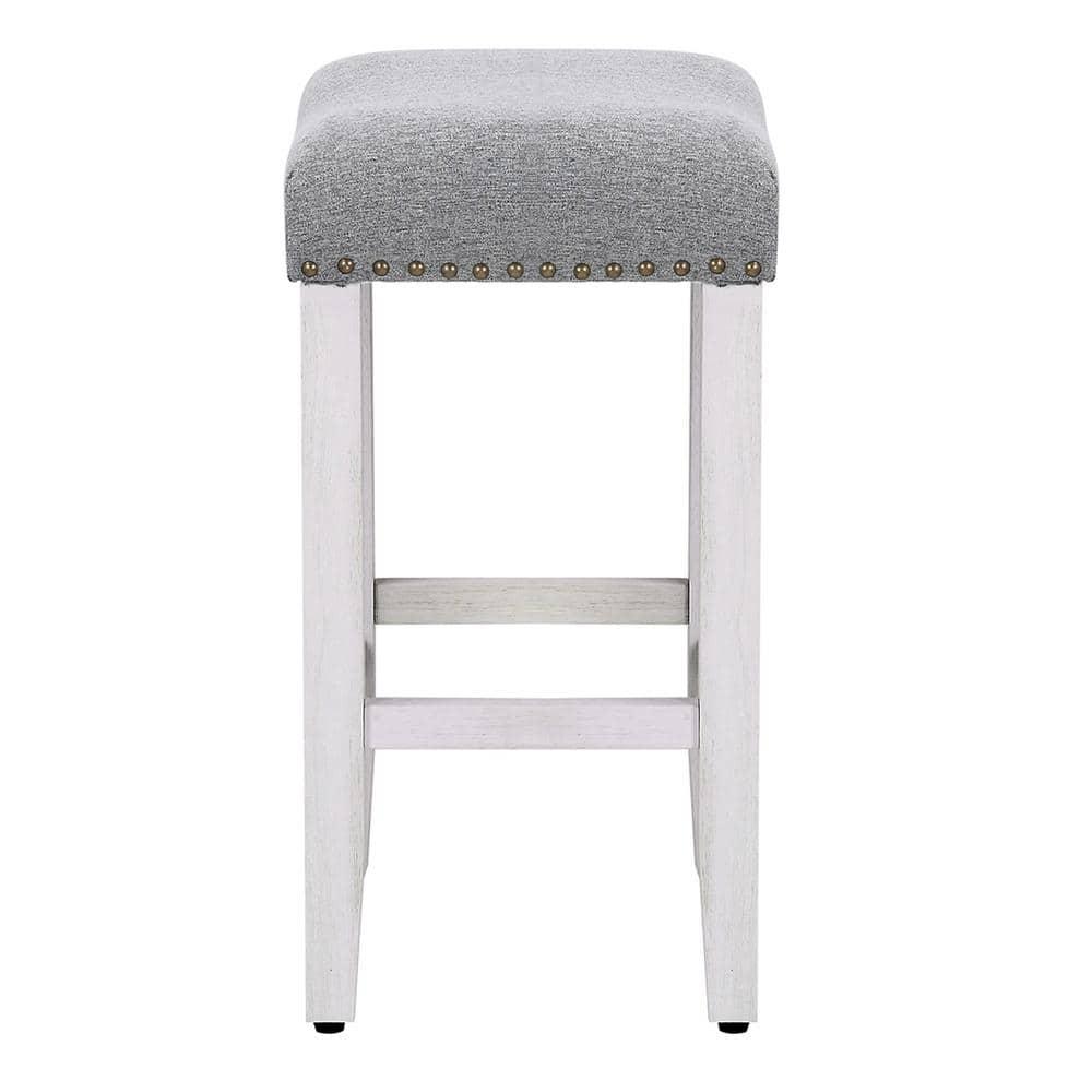Polytrends Jameson Upholstered Polyester Antique White 24 Inch Counter Stool (Set Of 2) Antique White/Gray Metal Foam Upholstered Polyester Cabin &