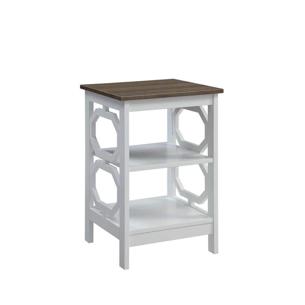 Convenience Concepts Omega End Table with Shelf, Driftwood/White