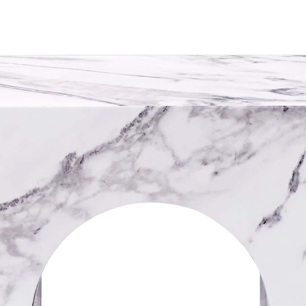 Fritzy Square End Table In White Engineered Stone