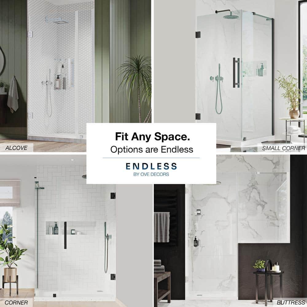 Endless Tampa-Pro 32" W x 72" H Corner Frameless Shower Kit, Door, Panel, Base