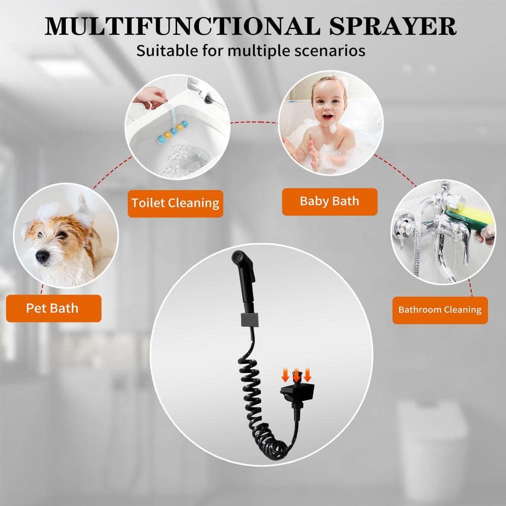 BWE 8-Jet Rainfall Shower Panel System with Rainfall Waterfall Shower Head and Shower Wand in