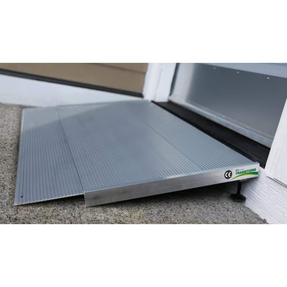 EZ-ACCESS TRANSITIONS 24 Inch Portable Self Supporting Aluminum Angled Entry Threshold Ramp Ideal for Uneven Surfaces or Single Step Rises