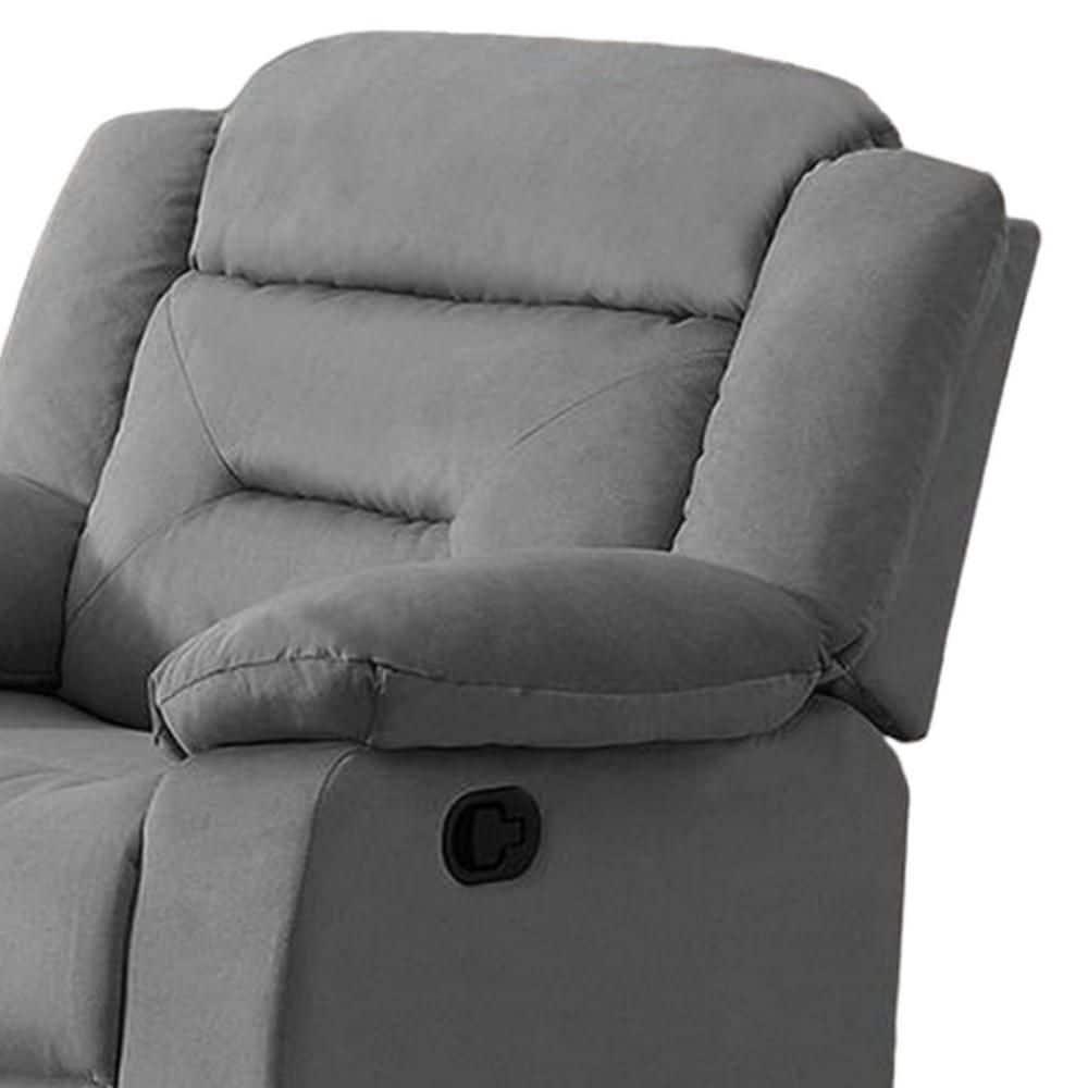 Benjara Niko Manual Recliner Chair, Plush Tufted Velvet, Solid Wood
