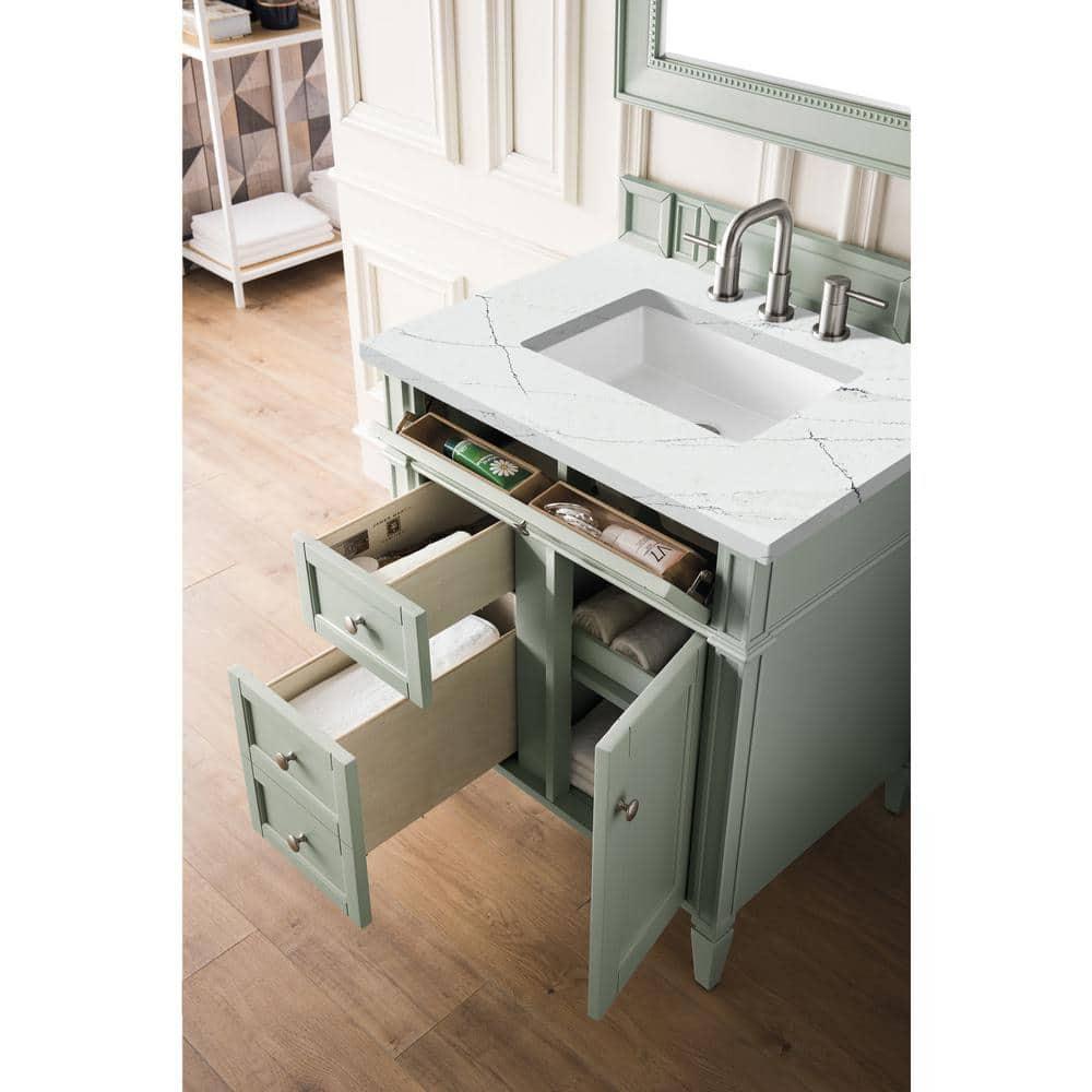 Sage Green Plywood Transitional Single Vanity with Backsplash