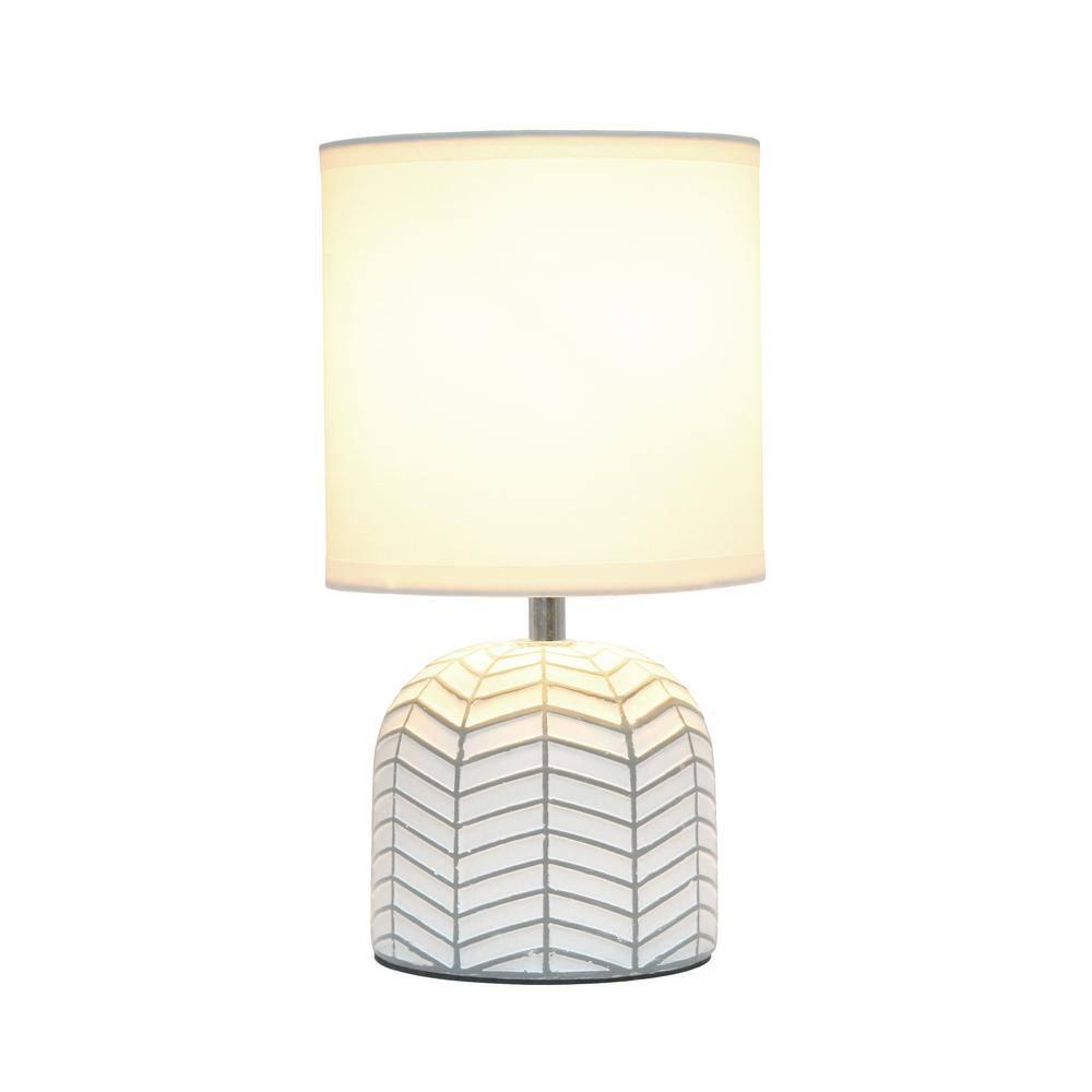 10.43" Petite Contemporary Webbed Waves Base Bedside Lamp with White Drum Shade - Simple Designs: ETL Listed, No Assembly Required