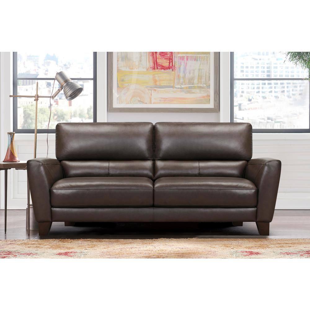 Bergen 87" Espresso Genuine Leather Square Arm Sofa