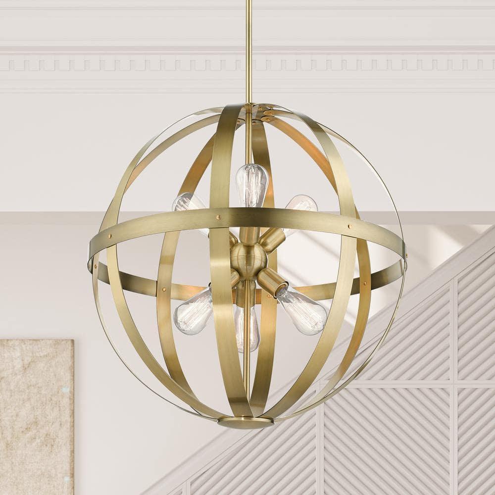 Livex Lighting Stoneridge 6 - Light Pendant in  Antique Brass